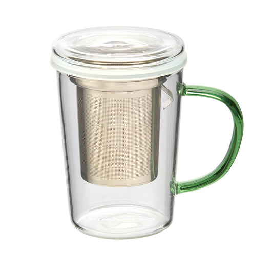 Glass Tea Infuser Mug - Green Handle