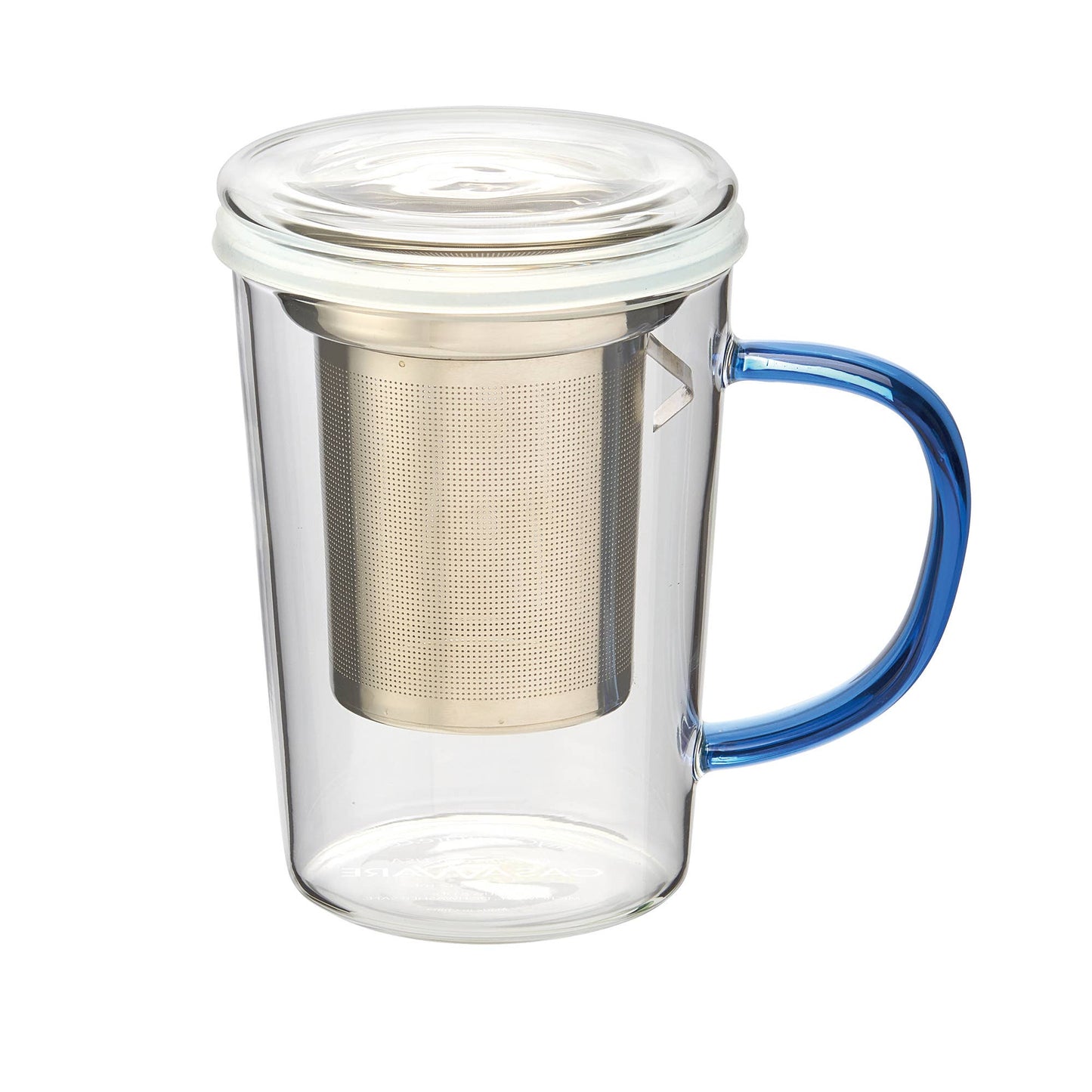 Glass Tea Infuser Mug - Blue Handle