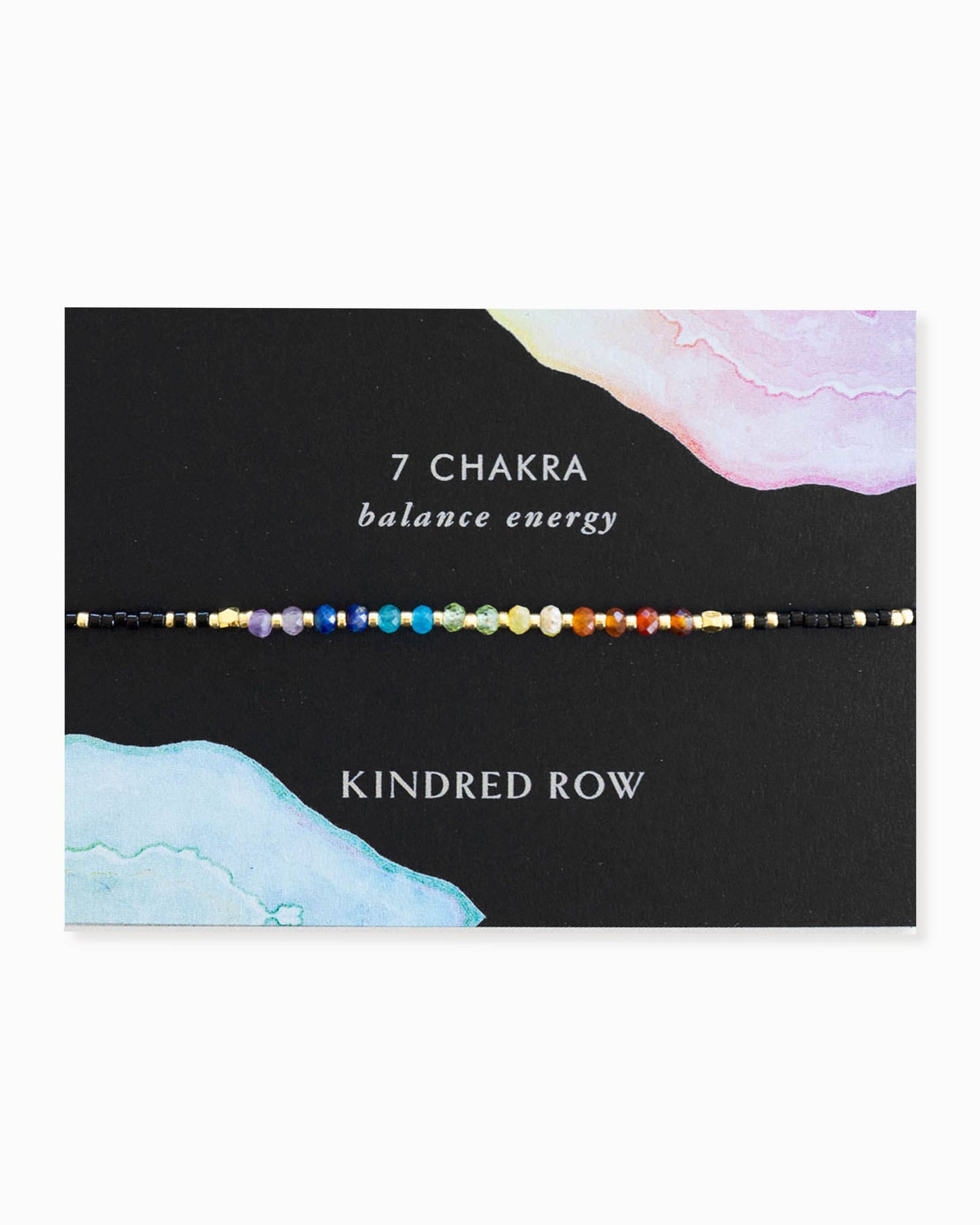 Chakra Rainbow Healing Gemstone Stacking Bracelet - Black