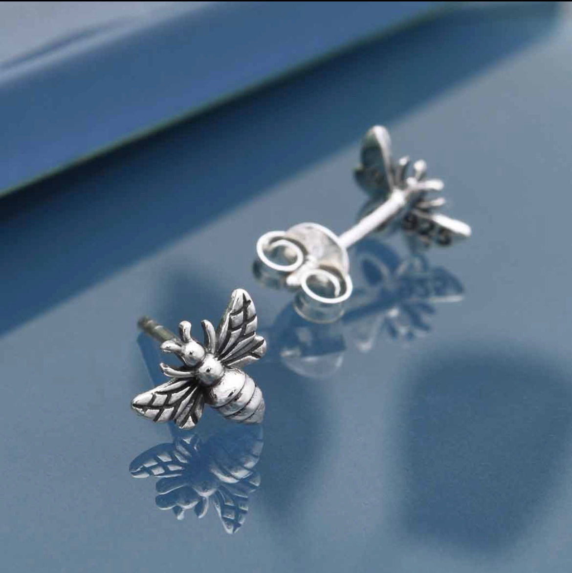 Sterling Silver Carded Tiny Bee Post Earrings