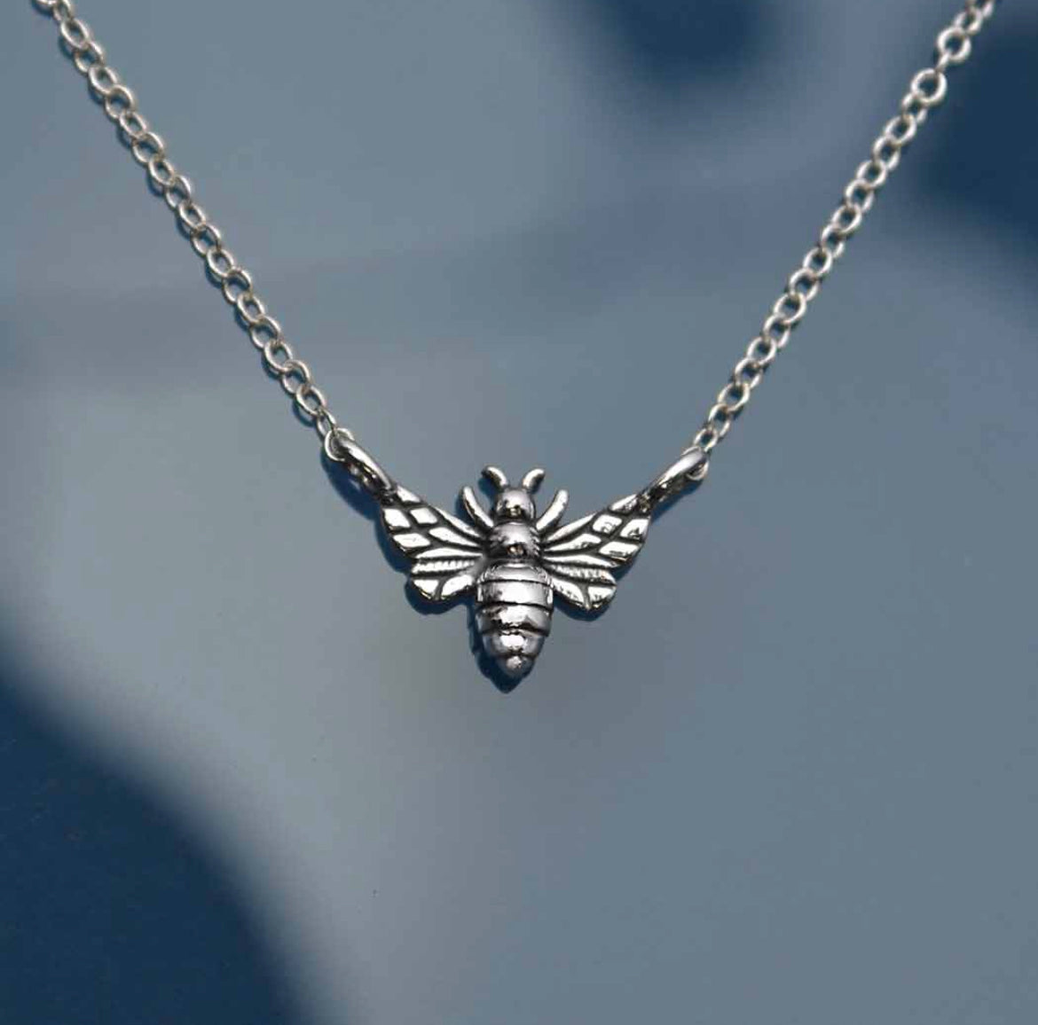 Sterling Silver Carded Tiny Bee Necklace