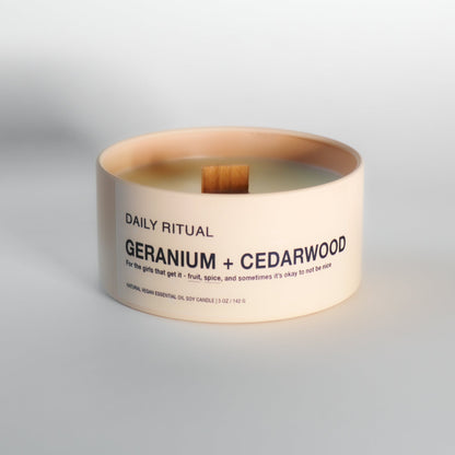 Geranium + Cedarwood Soy Candle - Daily Ritual Apothecary